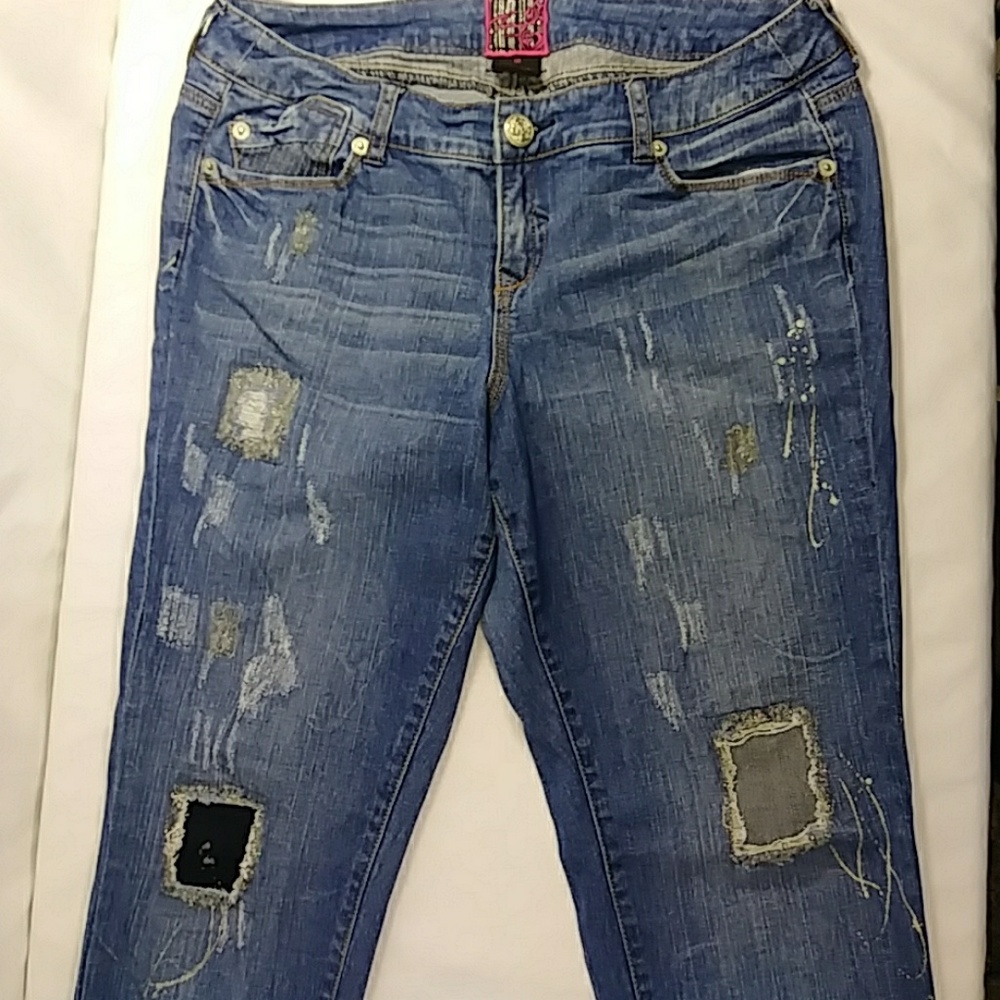 Torrid Distressed Patched Jeans Size 12